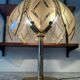 Lampe Lotus en laiton et verre des années 70