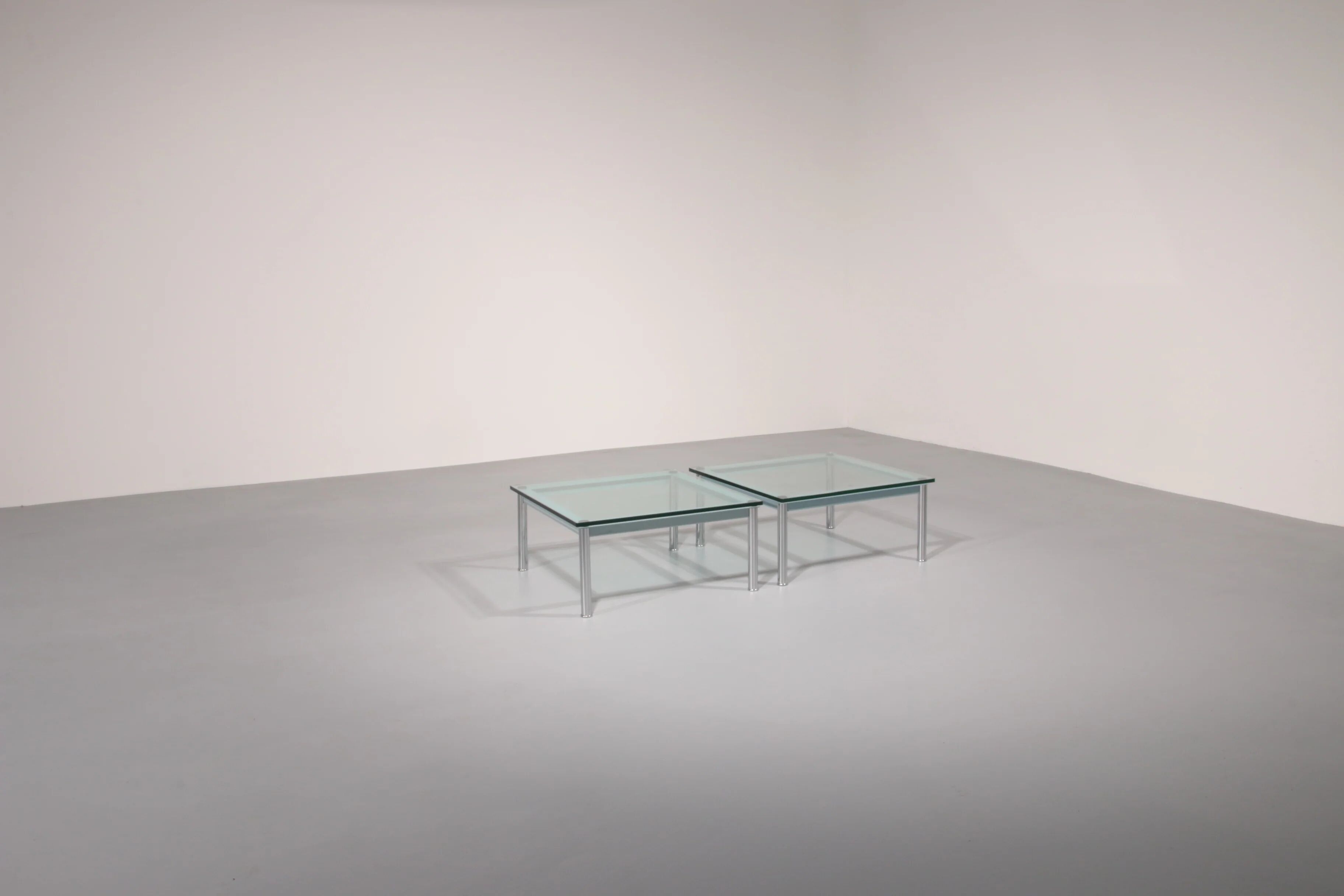 Cassina LC-10 coffee table by Le Corbusier – rare light blue glass edition