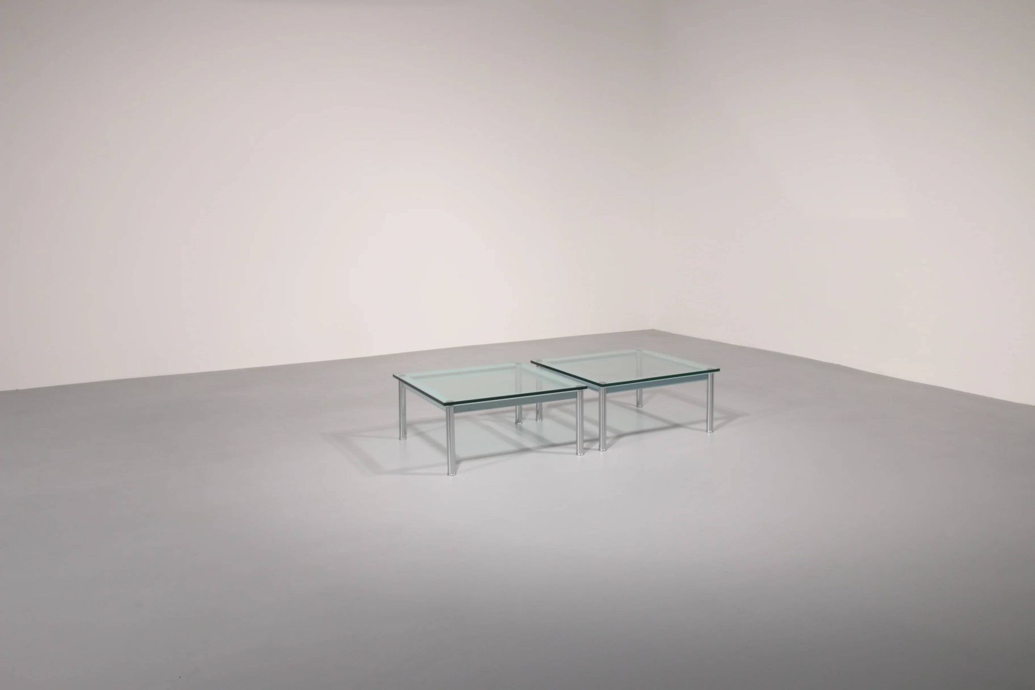 Cassina LC-10 coffee table by Le Corbusier – rare light blue glass edition