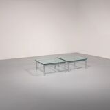 Cassina LC-10 coffee table by Le Corbusier – rare light blue glass edition