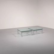 Cassina LC-10 coffee table by Le Corbusier – rare light blue glass edition