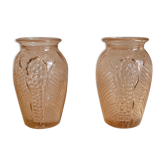 Pair of art deco vases pink glass
