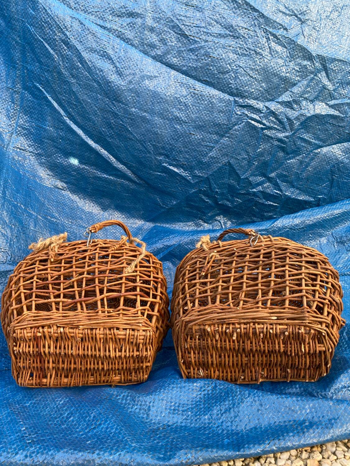 Lot de 2 petits paniers en osier tressés main