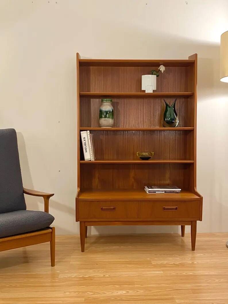 Bibliothèque scandinave en teck signé Brdr. Larsens Møbelfabrik, Danemark 1960s