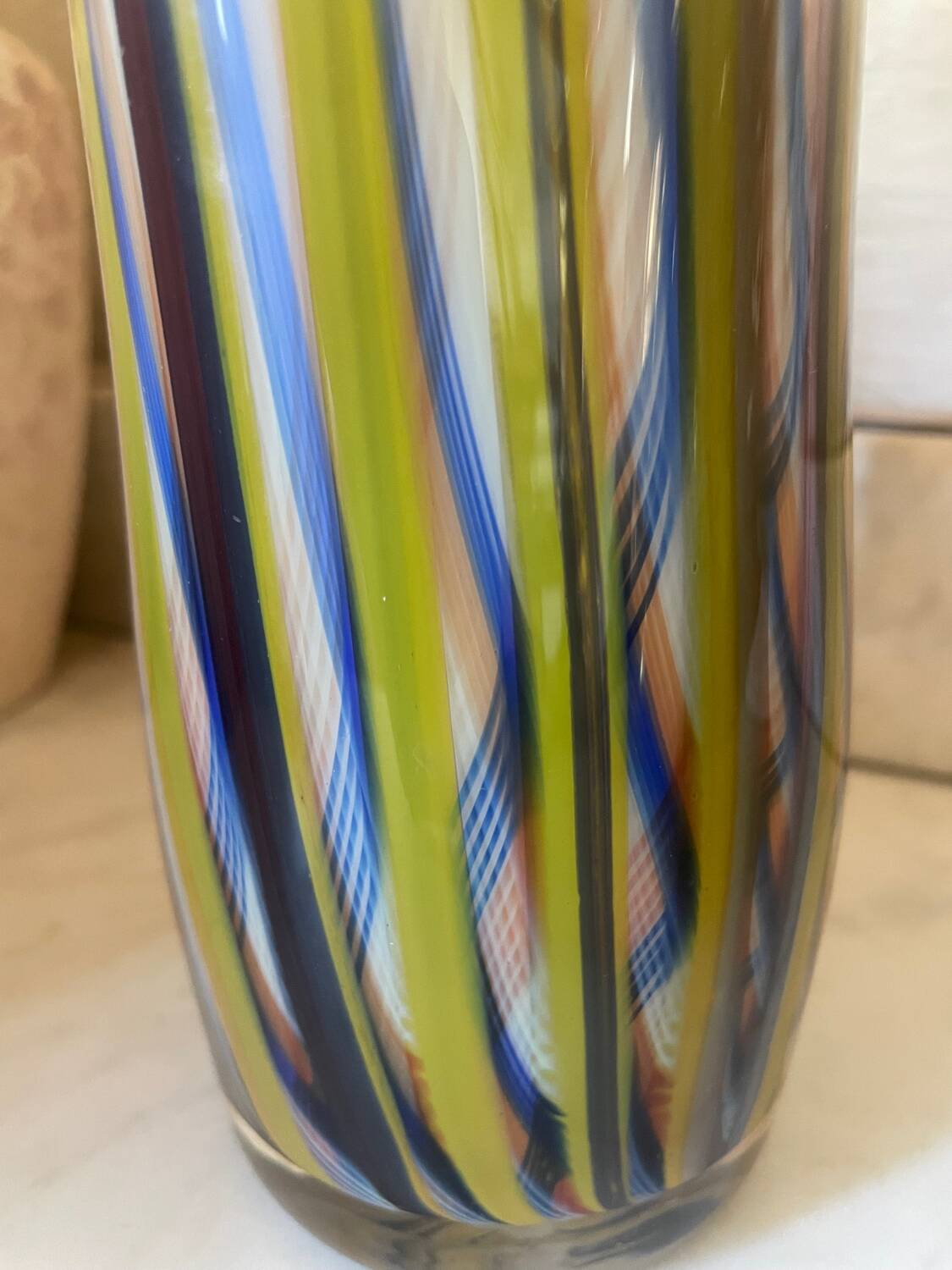 Vintage Murano Striped Vase