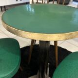 Set of pedestal table and 3 vintage bistro chairs from the 1960s