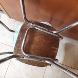Paire de chaises en formica jaune et verte pastel vintage