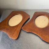 Pair of antique  identical art deco mahogany wooden frames measurements each  25 cm x 17.5 cm  convex glasses