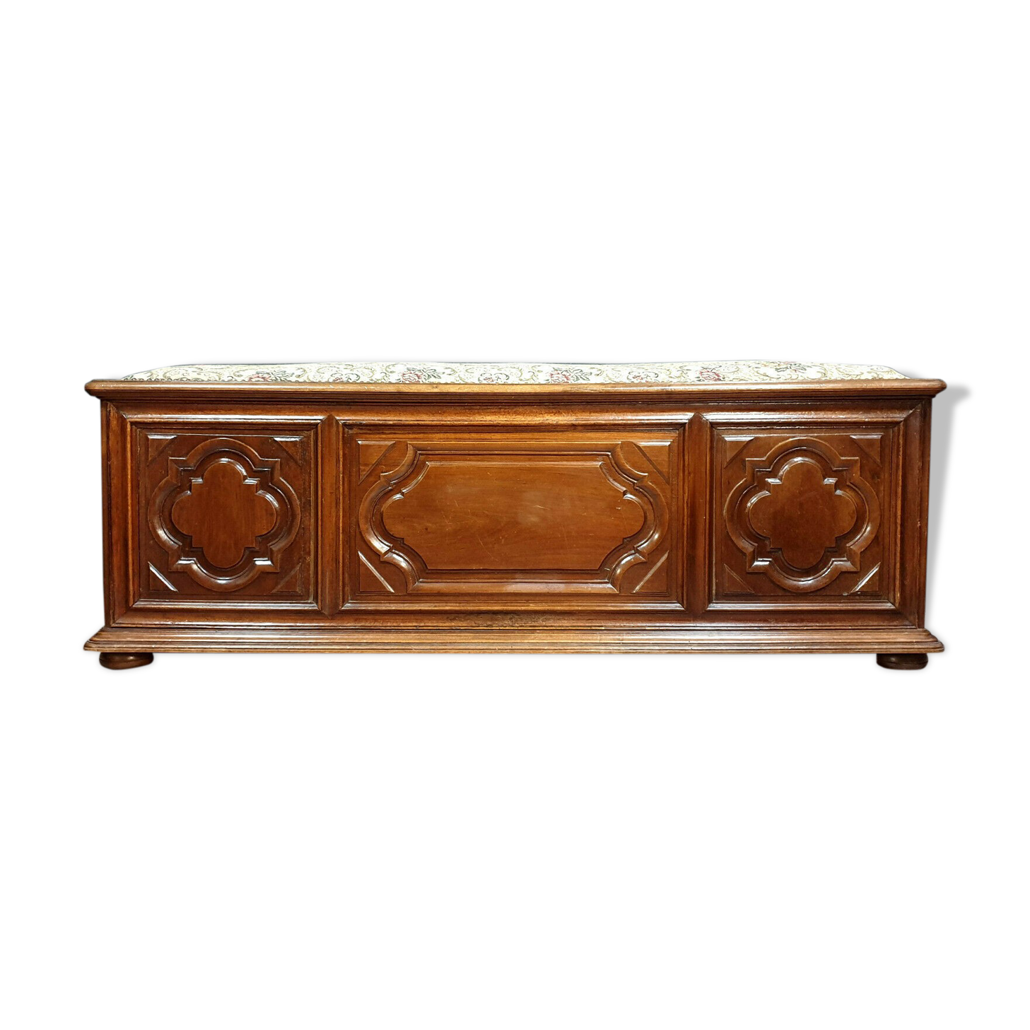 bench footboard louis XIII Bourguignon in solid walnut
