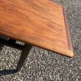 Table en palissandre Topform. Table basse vintage. Sangles en cuir