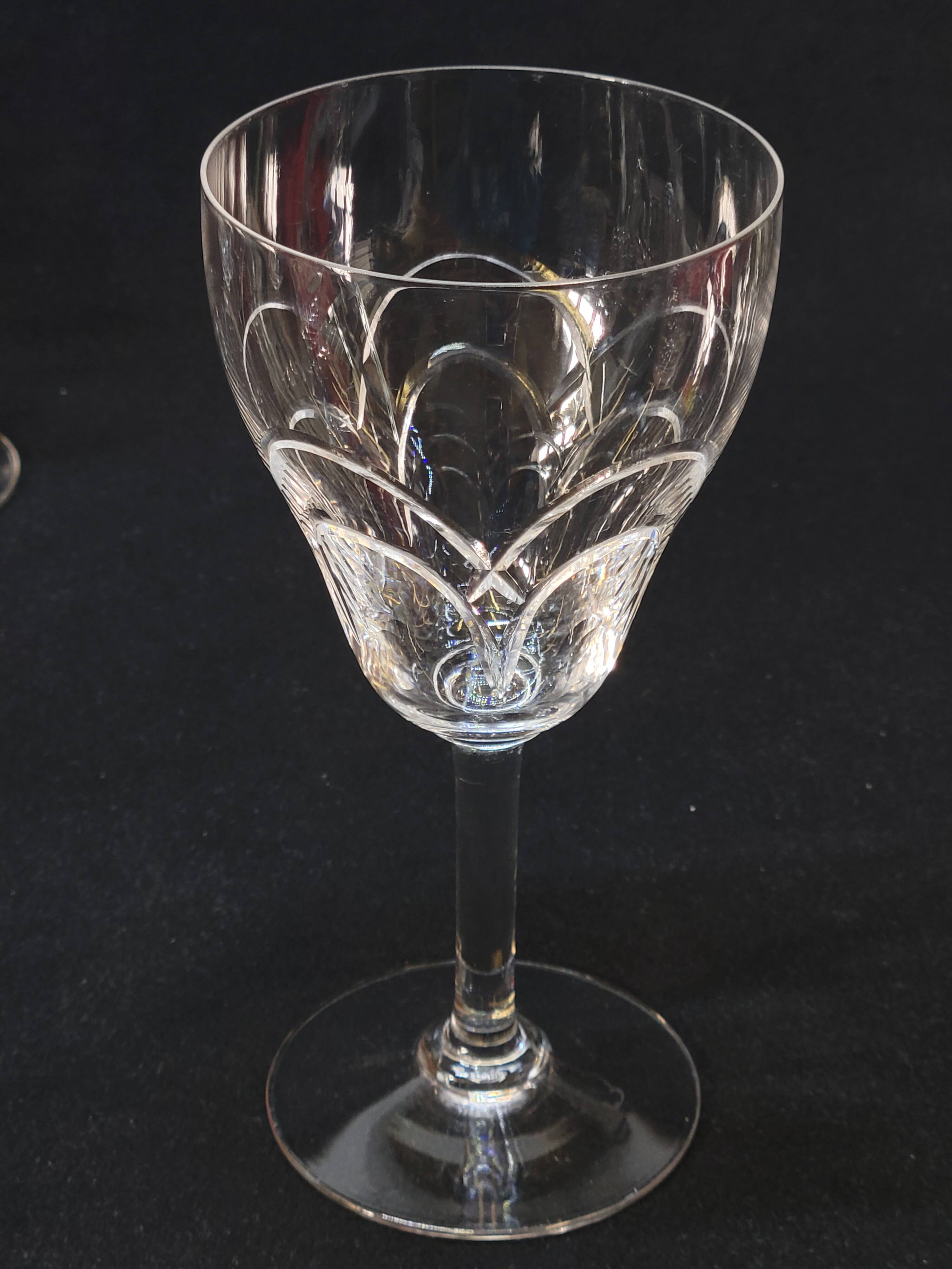 10 antique art deco saint louis / baccarat cut crystal water glasses