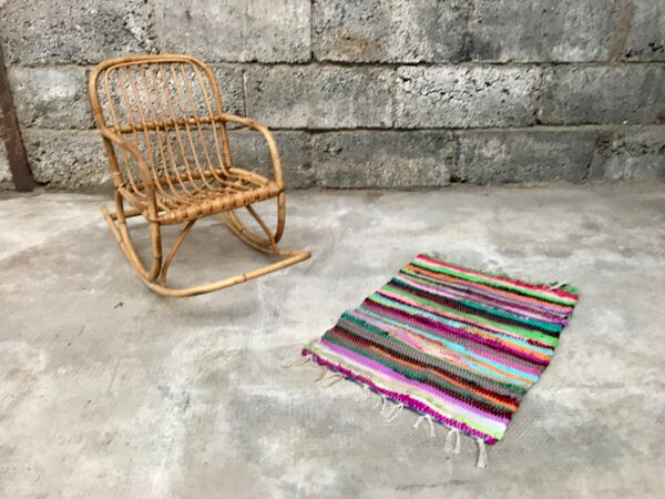 Rocking chair enfant en rotin bambou 1960