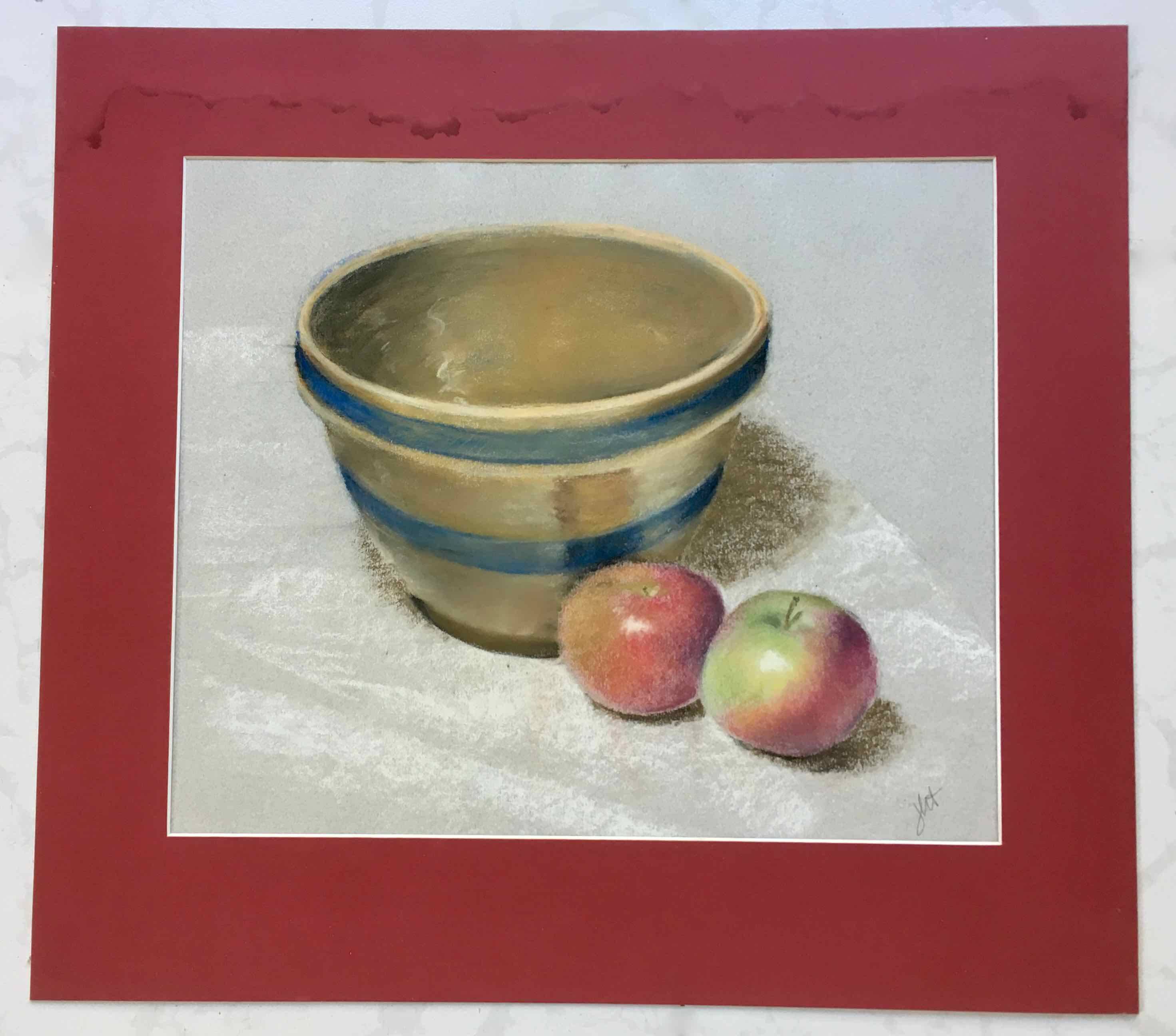 Tableau Pastel jarre et pommes