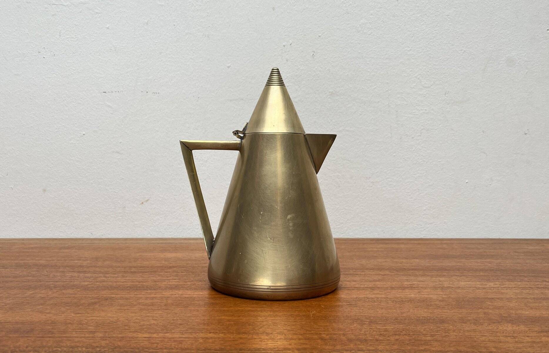 Metal Art Deco teapot, sugar bowl, milk jug, 1960s, set of 3