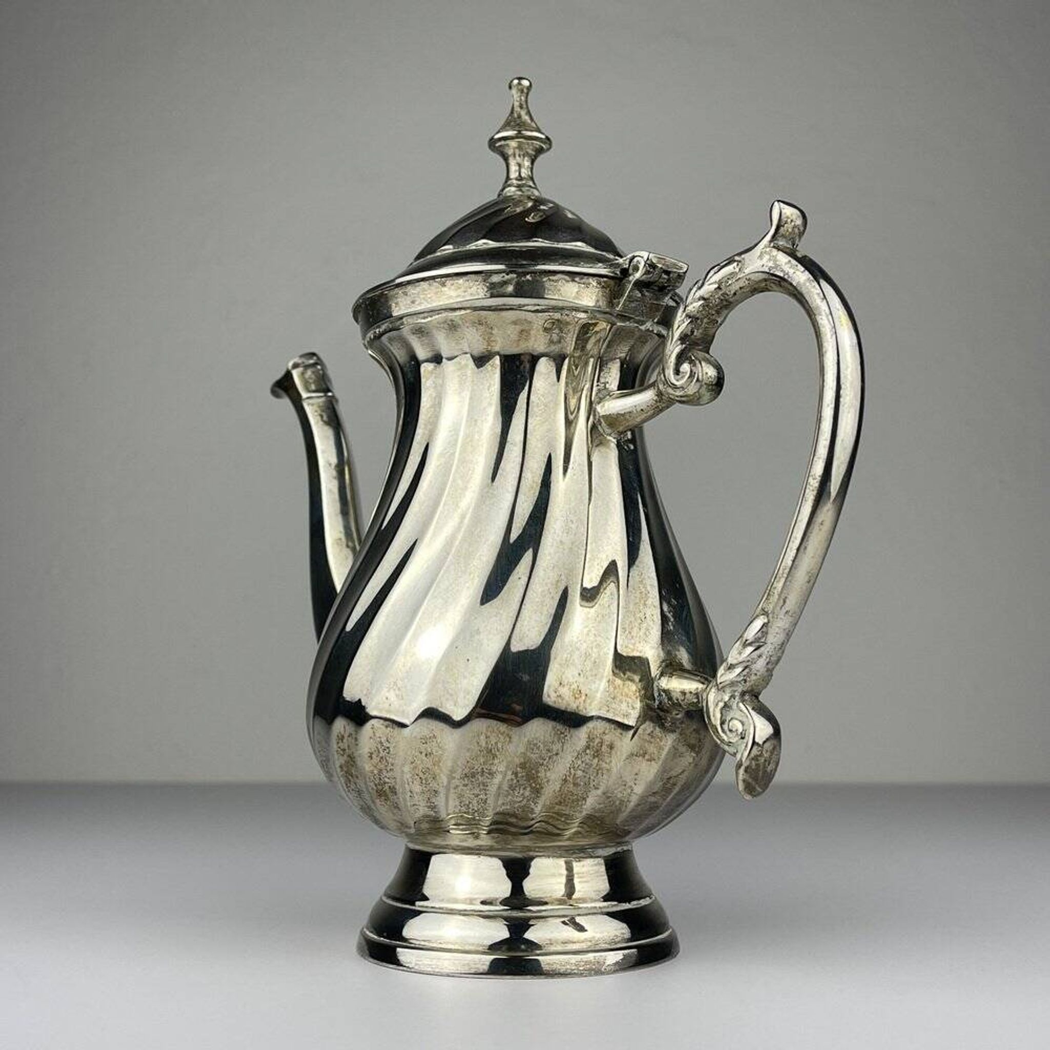 Vintage silver-plated coffee pot by Royal Sheffield, England, 1950s.