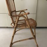 Bamboo rattan armchair from the 60s