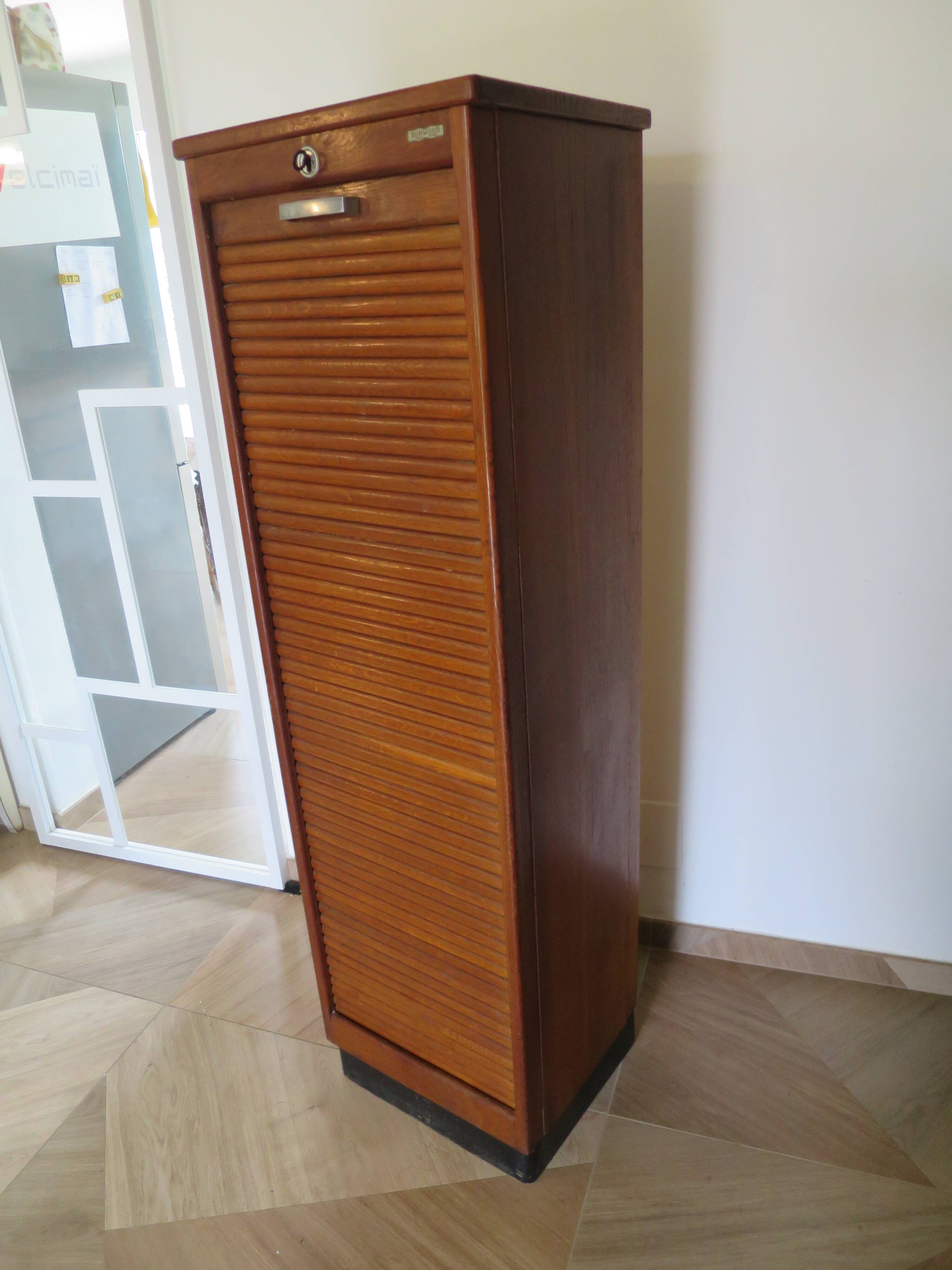 Burwood oak curtain file cabinet, 1960s