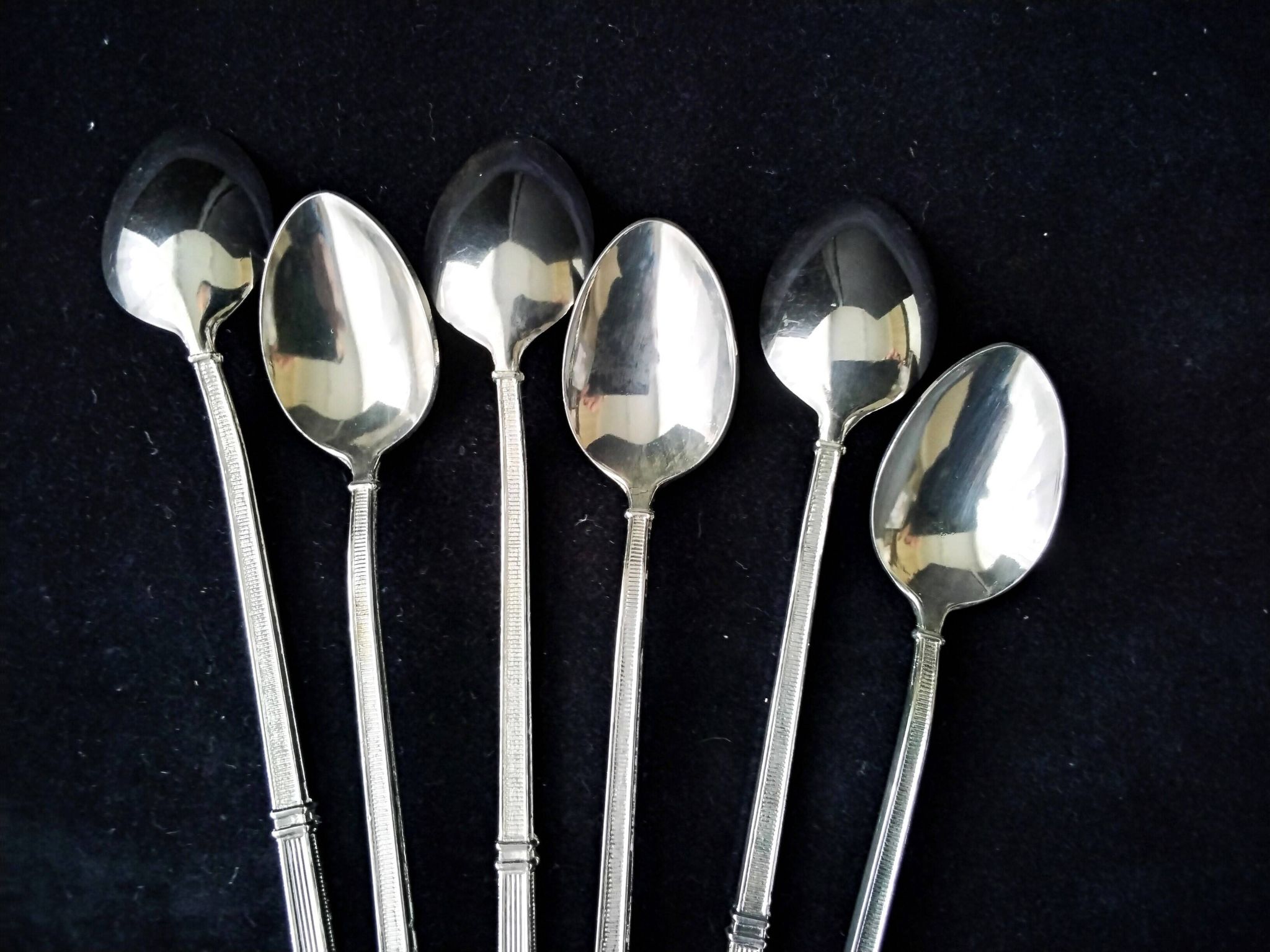 Box of 6 ice cream spoons, mazagran in silver metal "Russian style"