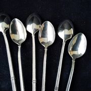 Box of 6 ice cream spoons, mazagran in silver metal "Russian style"