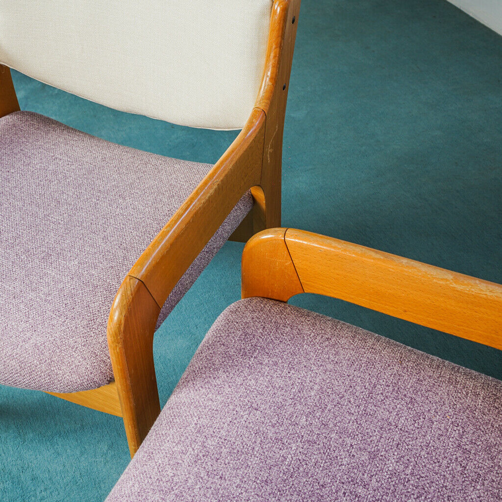 Set 2 armchairs wood fabric anti stain wisteria design 70