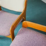 Set 2 armchairs wood fabric anti stain wisteria design 70