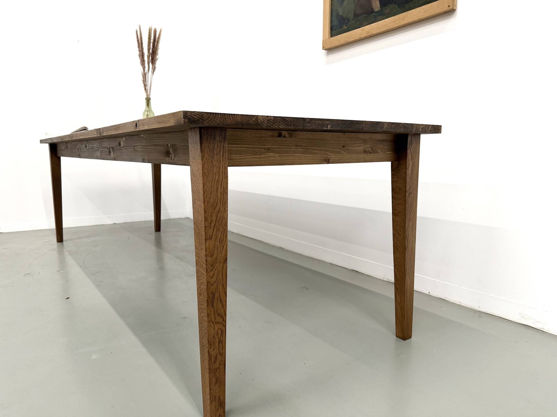 Farm table with tapered legs, L 260 cm