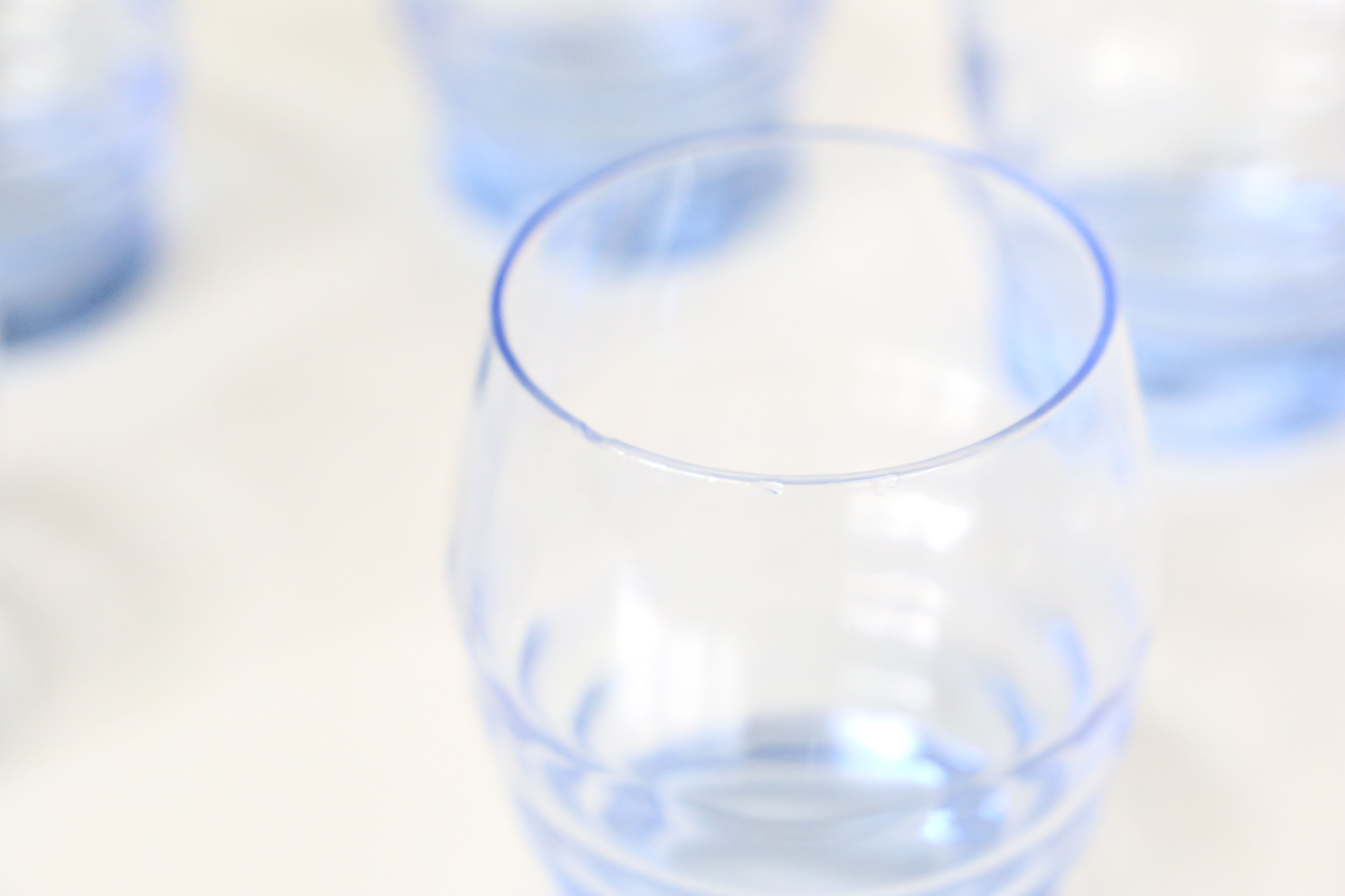 Blue water glasses x5, art deco, delicate, antique, ancient