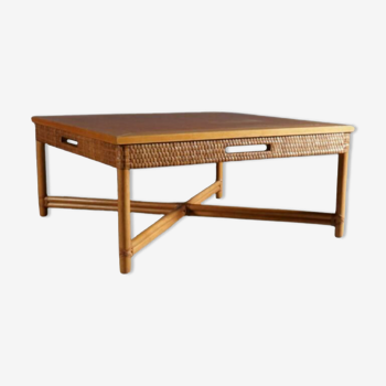 Table basse en bambou et rotin par Gasparucci Italo, Italie années 1970