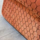 Vintage living room, club style, composed of a 3-seater sofa and 2 armchairs, 1970s