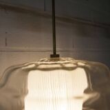 Chandelier 1930 double Opaline blown glass brass and copper