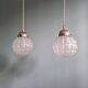 Art Deco trio of frosted glass pendants, 1920s-30s.