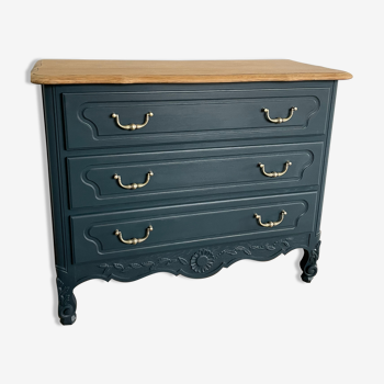 Louis xv style chest of drawers in solid oak, renovated