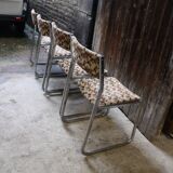 Set of 4 chrome and velvet chairs