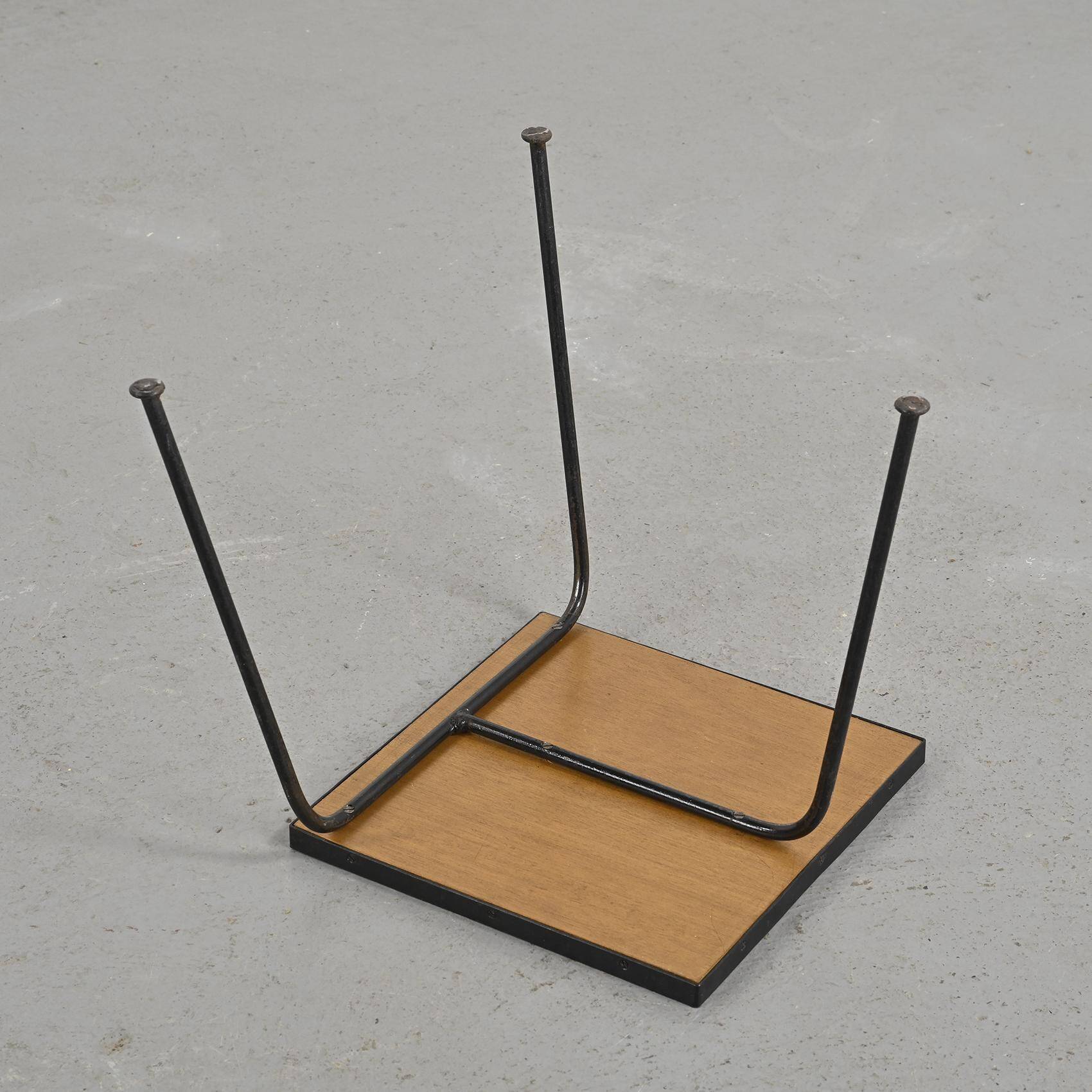 Set of 3 nesting tables in black lacquered metal, circa 1960