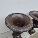 Pair of Medici cast iron vases from a bourgeois house - H73cm