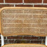 Cesca chair b32 model in white and wood by Marcel Breuer