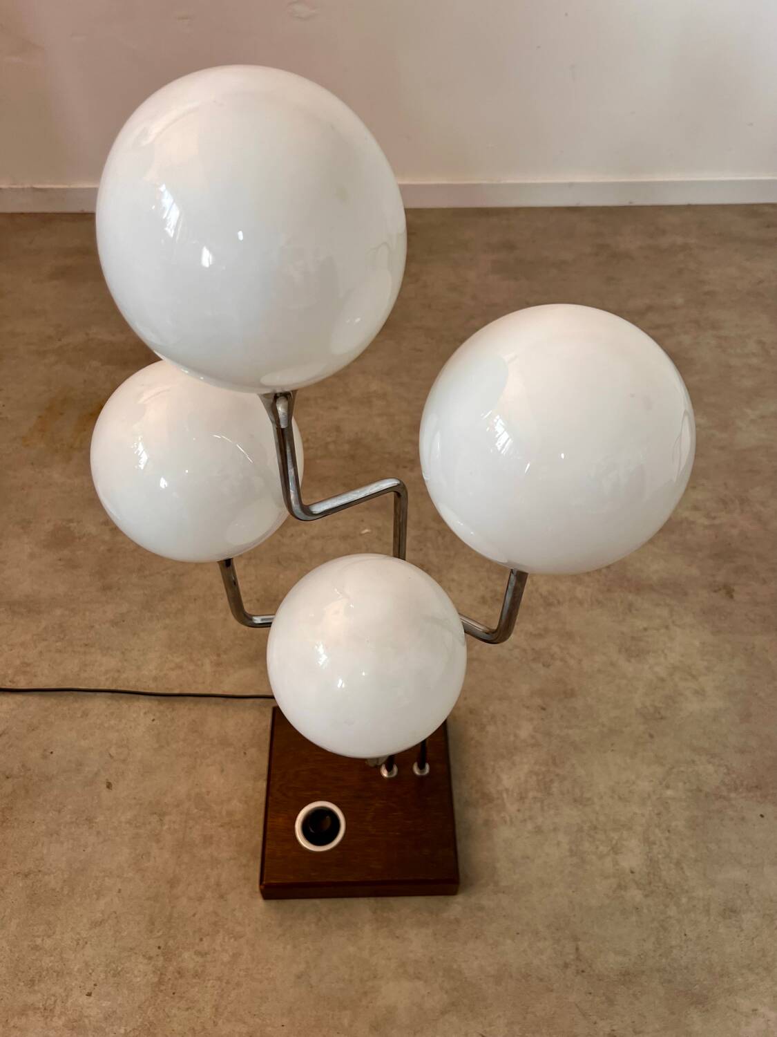 Old metal table lamp Italian design Gioffredo REGGIANI 70s vintage 4 lights