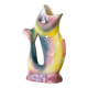 Large antique animal-shaped barbotine vase fish signed KG Lunéville
