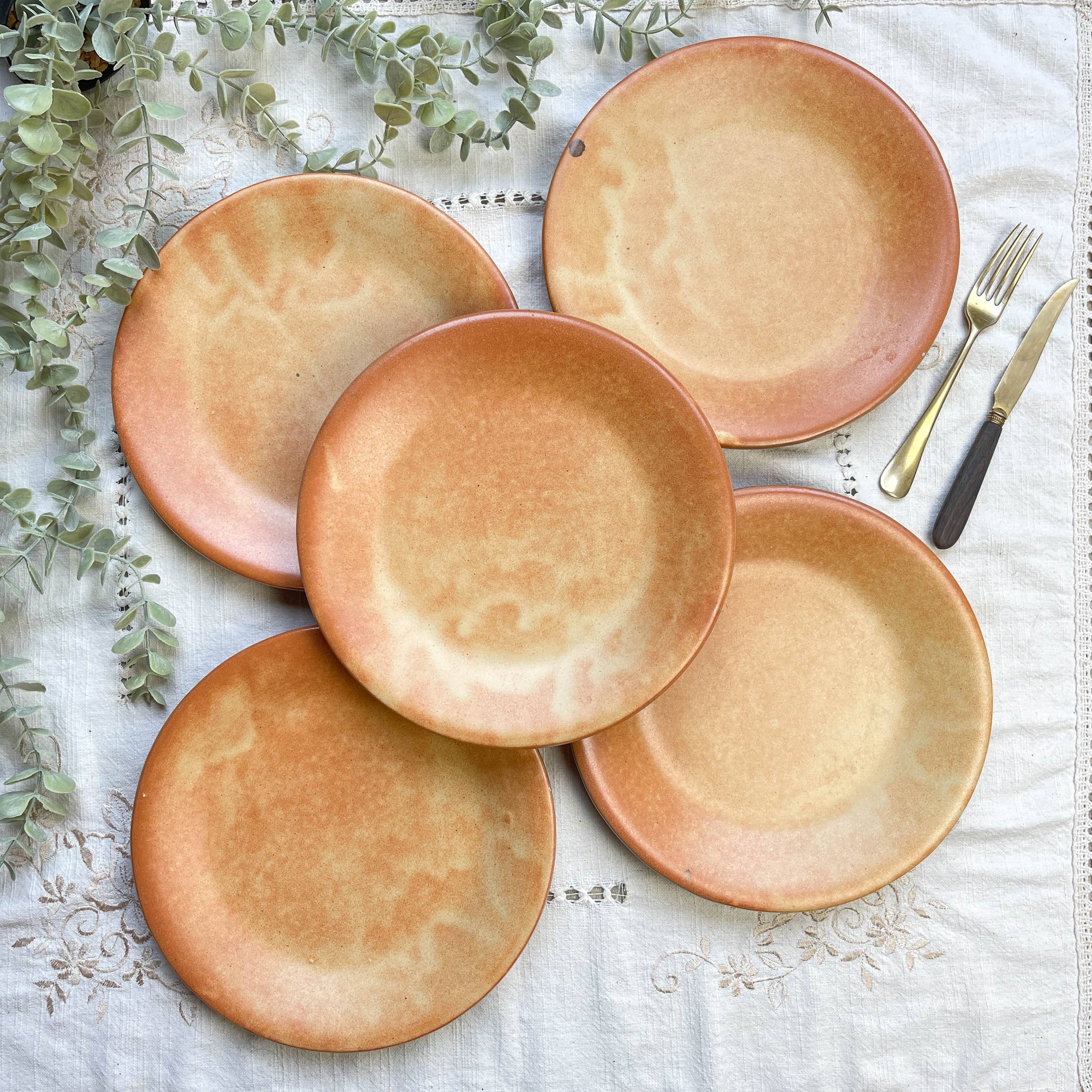 5 Vintage Vallauris Stoneware Plates