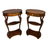 Mahogany bedside table with swan neck.