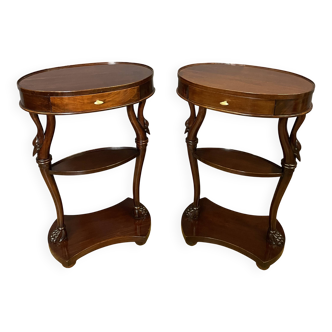 Mahogany bedside table with swan neck.