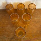 6 verres gobelets vintage en verre orange irisé