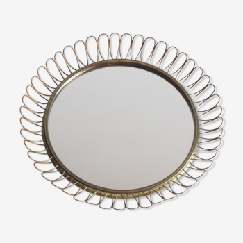 Brass loops mirror by Josef Frank for Svensk Tenn, Sweden 1950s.