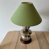 Lampe de table chromée avec abat-jour vert, années 80