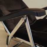 Fauteuil en velours marron, design danois, années 1970, production : Danemark