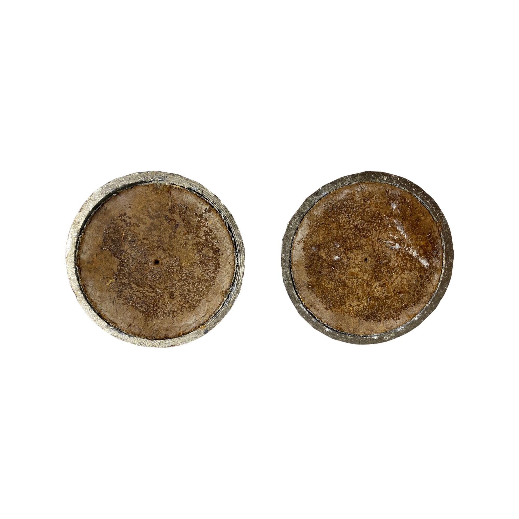 Ensemble de 2 bougeoirs brossés bougeoirs en métal vintage de couleur argent des années 1970