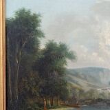 19th century Italian painting, lake scene