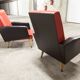 Paire de fauteuils rockabilly pieds compas 60