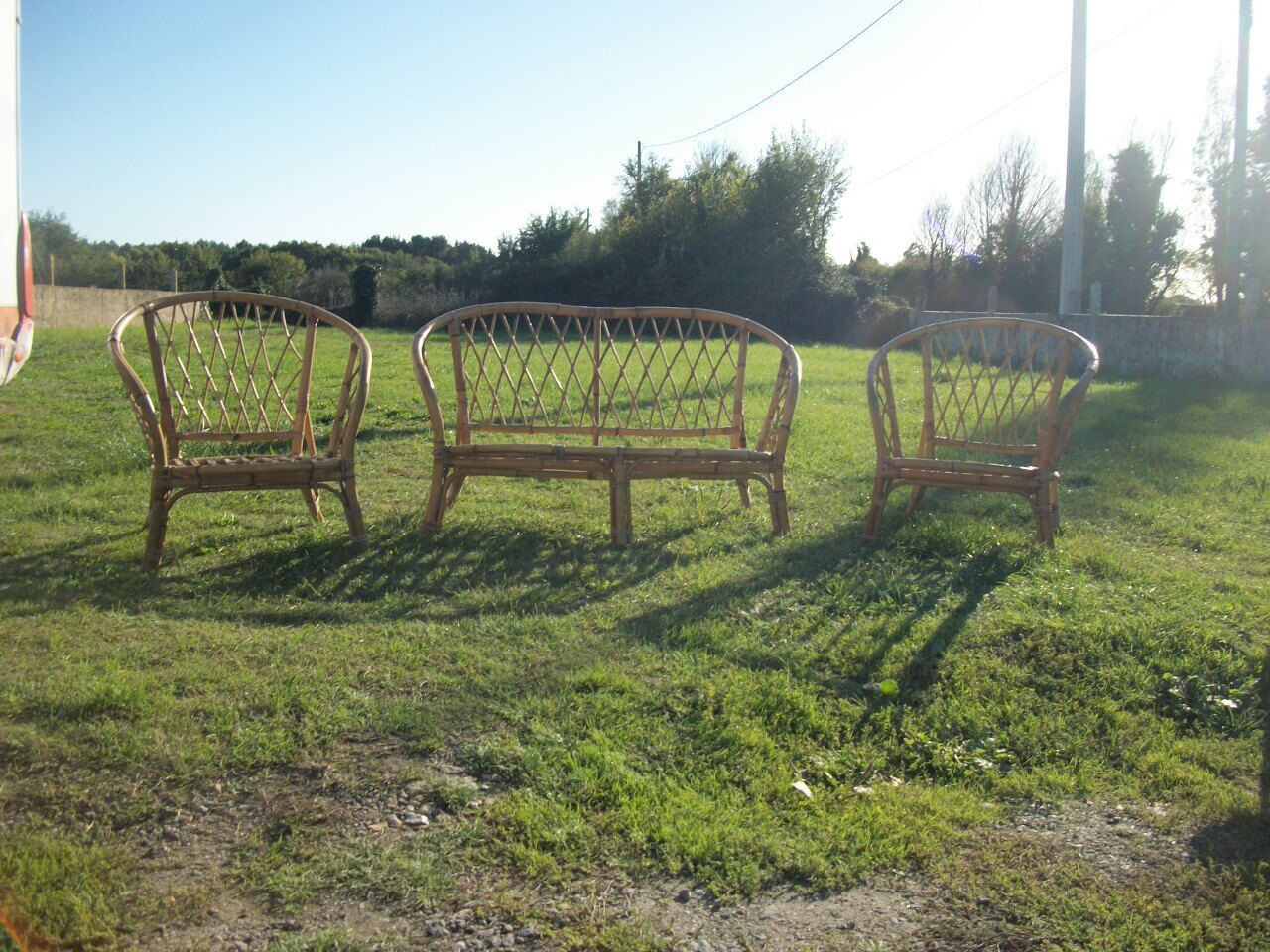 Bamboo and rattan living set