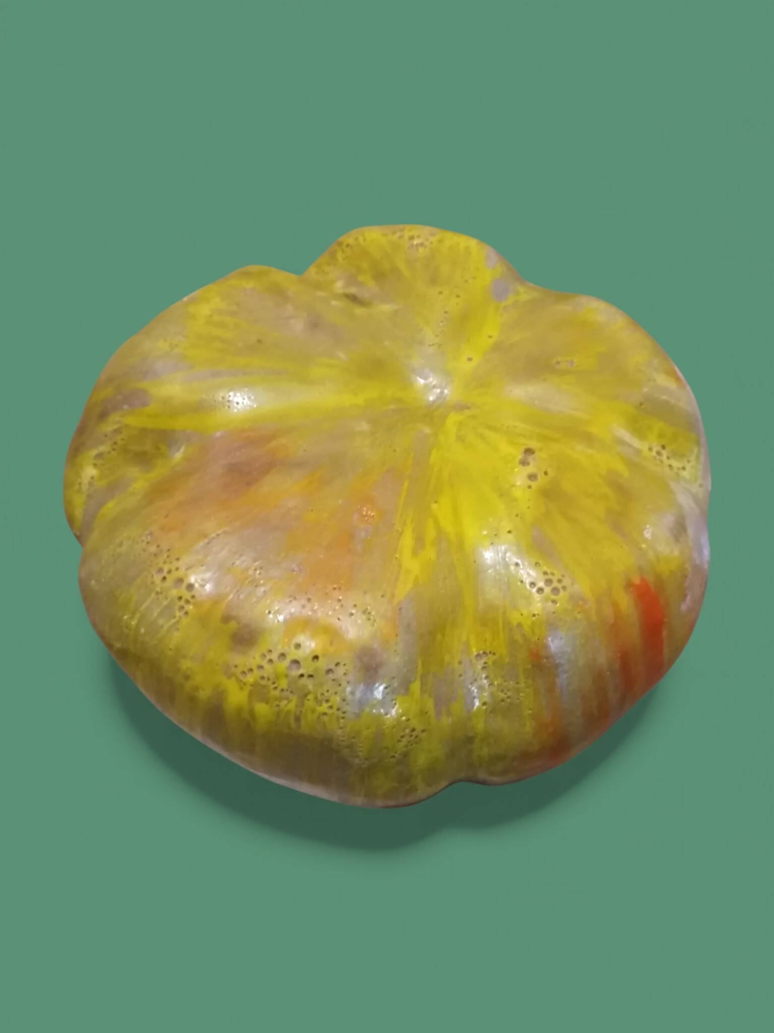 Pumpkin/gourd shaped box - Slipware ceramic